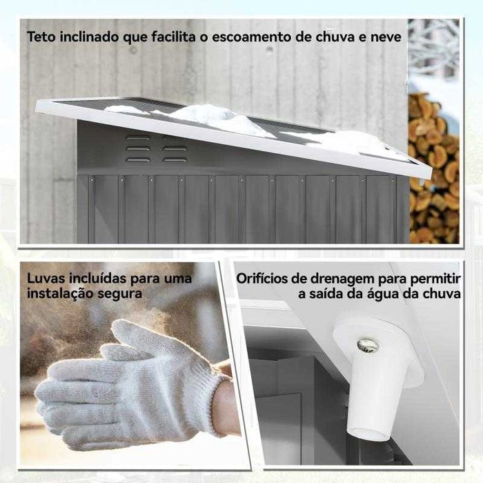 Abrigo de Jardim Metálico – 221x133x190 cm | Com Janela e Fechadura