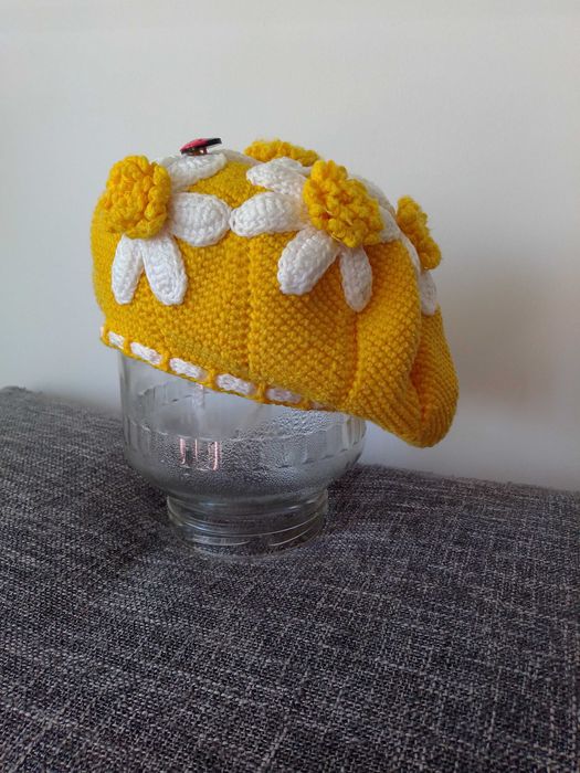 Beret czapka dla dziewczynki szydełkowe