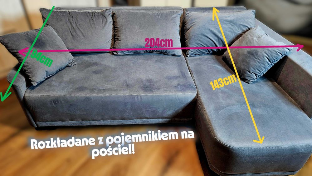 TOSCA Narożnik ciemnoszary