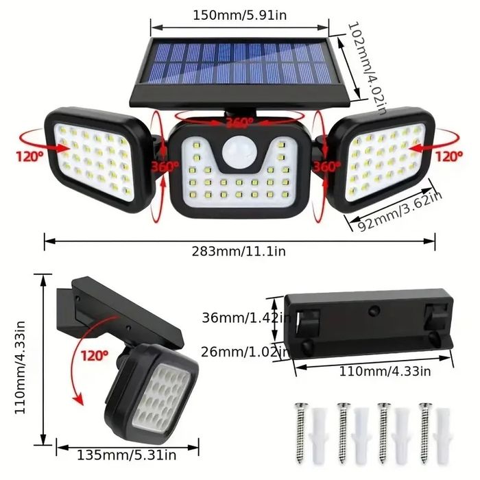 Lampa Solarna 74LED 800 Lumen