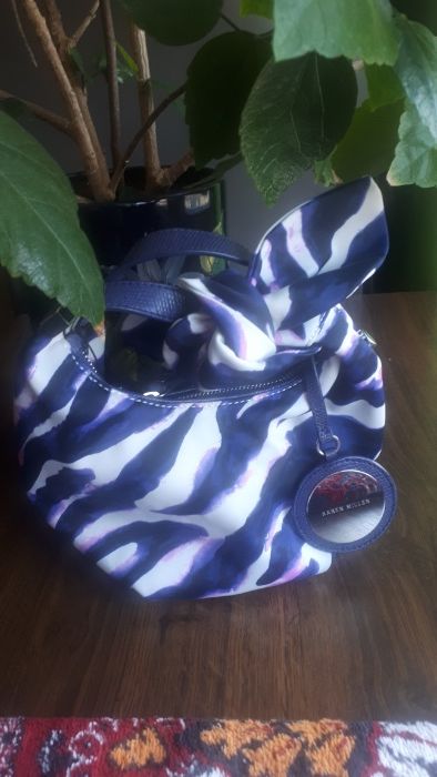 Torebka wizytowa projektantki Karen Millen, do ręki fioletowa, NOWA!