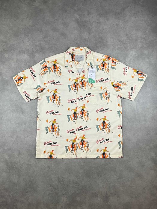 Сорочка CARHARTT WIP Black Jack (M, L) Оригінал Бежева Чоловіча Гавайка Теніска На Літо Нова
