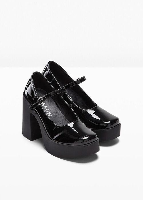 B.P.C czółenka na platformie czarne lakierowane z paseczkiem 41.