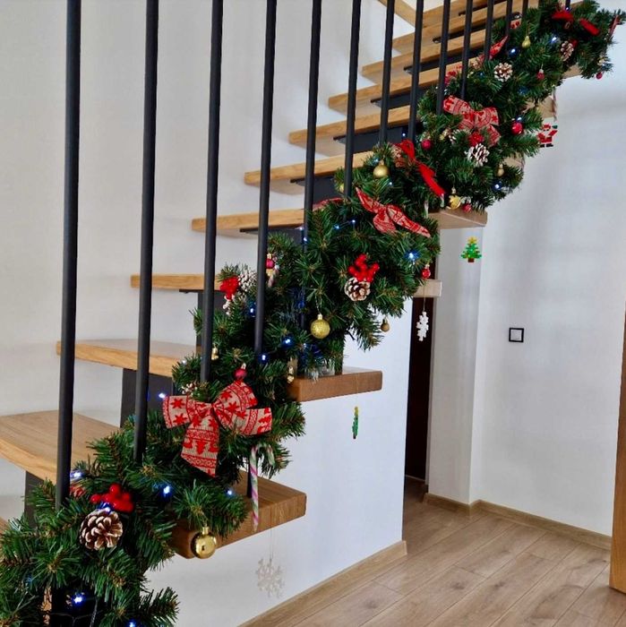 XXL 300CM Girlanda Świąteczna Choinkowa Stołowa Zielona Na Okno Schody