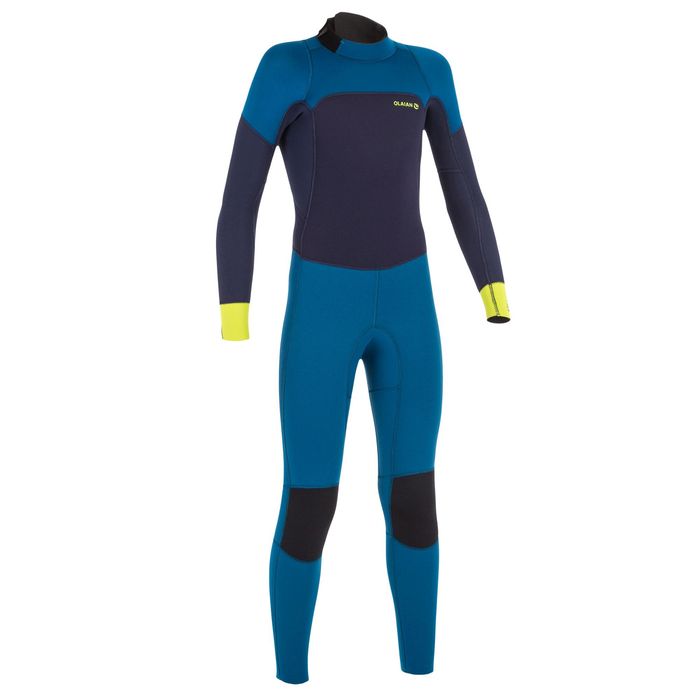 Fato de Surf 500 Neoprene 4/3 mm Criança Azul Amarelo