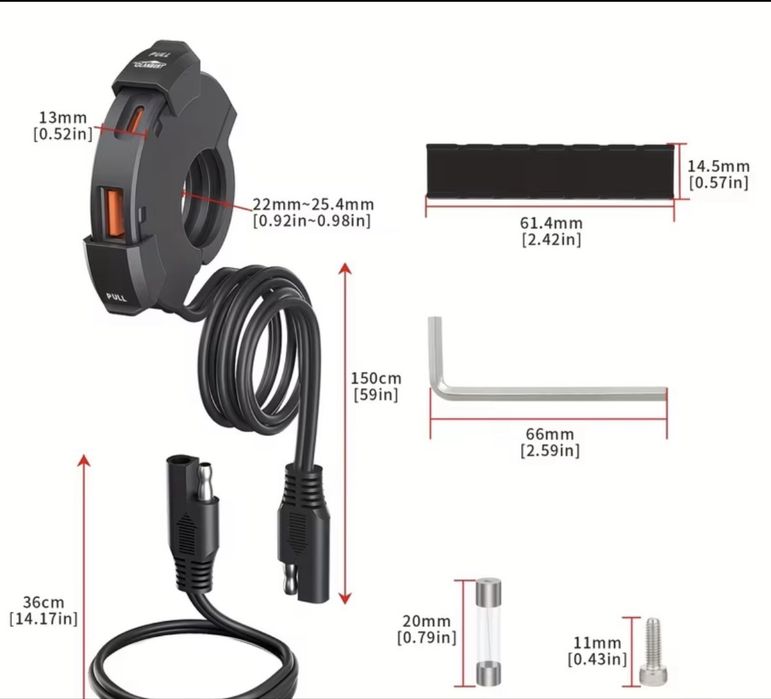 Carregador usb e usb-c para moto