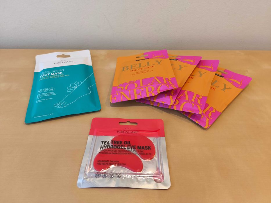 Exfoliating Foot Mask + Máscara Corpo Belly  + Hydrogel Eye Mask