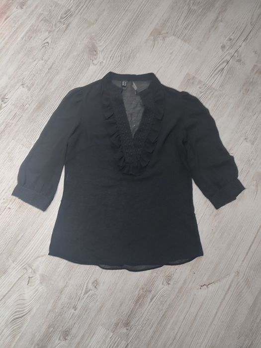 Mango Suit 38 M bluzka damska prześwitująca żabot falbana elegancka
