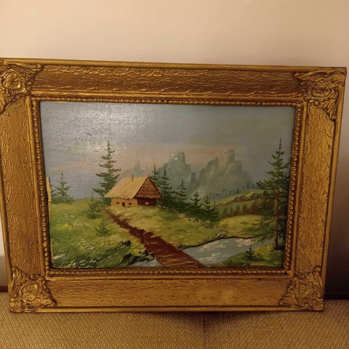 Obraz pejzaż malowany na desce