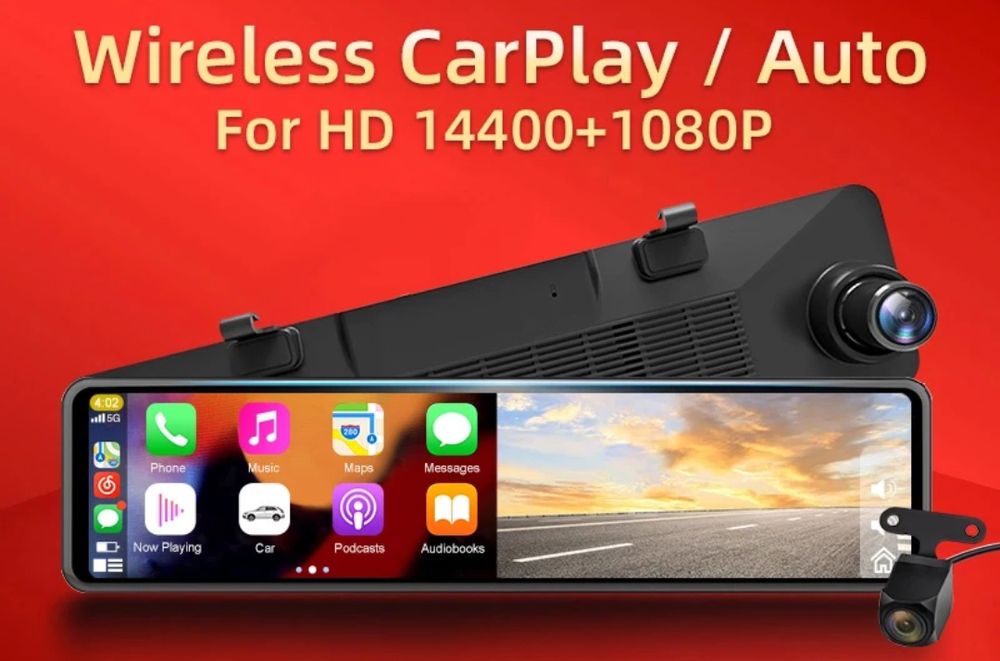 Espelho retrovisor DashCam 11,26 polegadas CARPLAY 2 Câmaras App WiFi