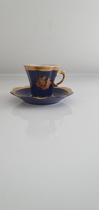 LIMOGES VERITABLE PORCELAINE D'ART Filiżanka Kobalt Duet Francja Rokok