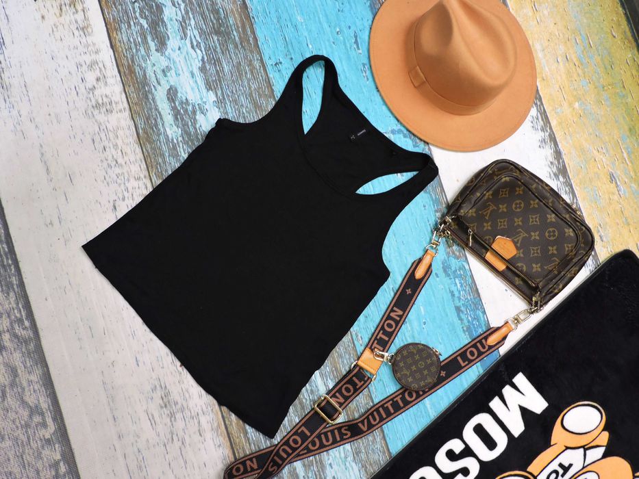 Sinsay Czarny crop top basic L