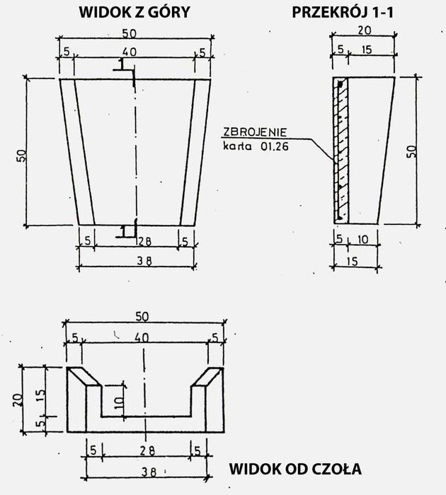 Koryto trapezowe skarpowe 500/380 kped 01.25