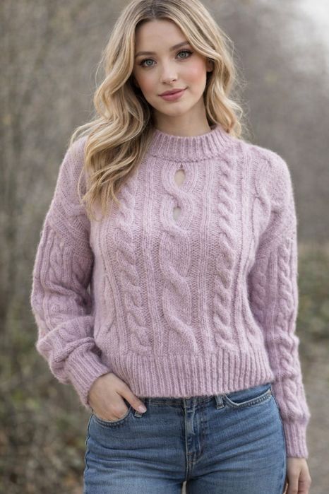 Sweter damski warkocz liliowy Reserved S