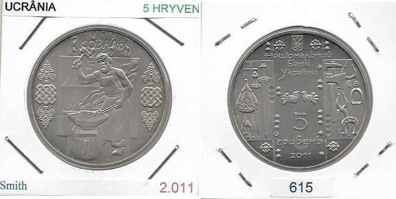 Ucrânia - - - 5 Hryvnen - 2011 - - - Ferreiro - - - Moeda
