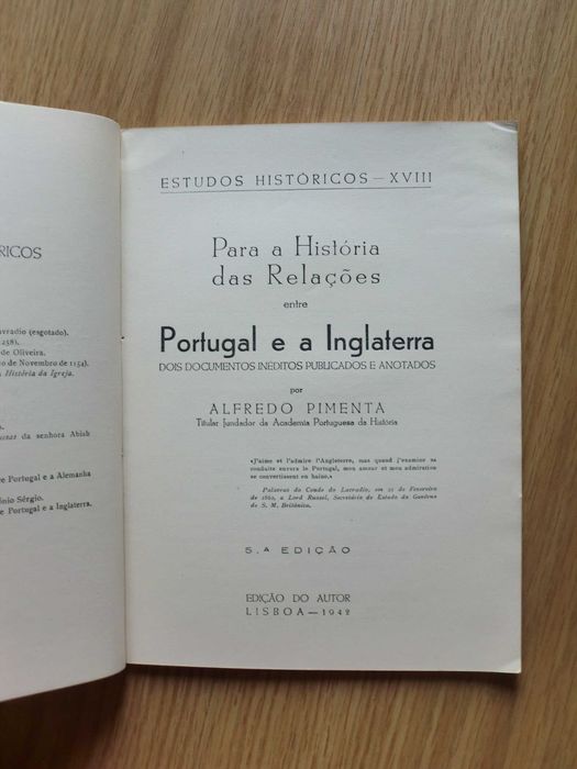 Para a História das Relações entre Portugal e a Inglaterra