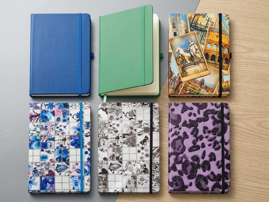 Lote 6 Cadernos de Capa Dura A5 c/ Elástico - Novos