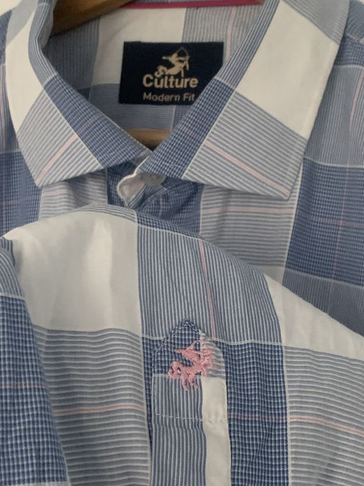 Koszula Culture Modern Fit M 39/40 bawełna niebieska w kratę