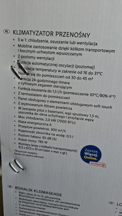 0SilverCrest Klimatyzator przenosny 3w1