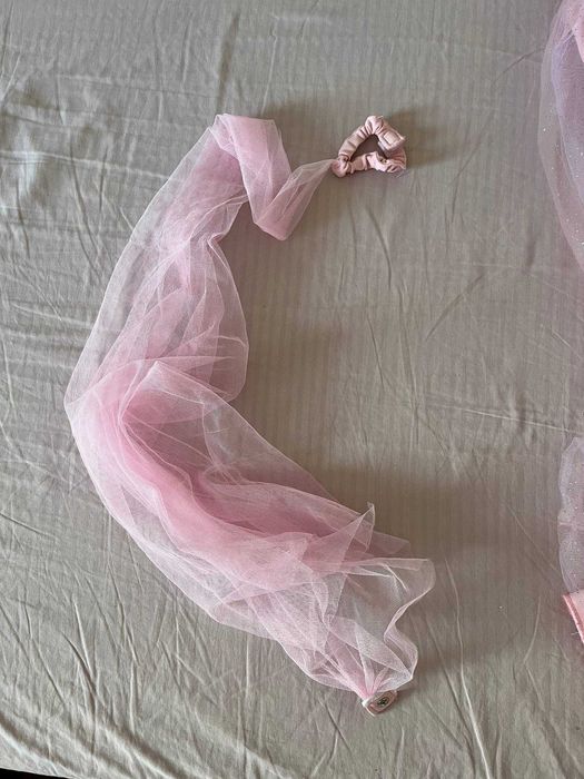 Vestido de princesa Vertbaudet rosa com lantejoulas e capa 8-10 anos
