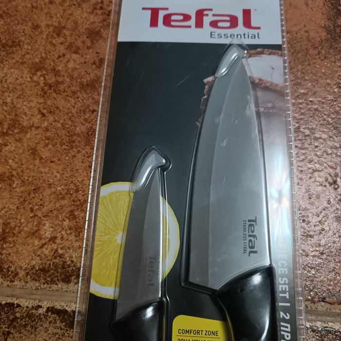 NOWY Markowy Kom TEFAL Patelnia 24 Cm INDUKCJA + Kom Noży OKAZJA