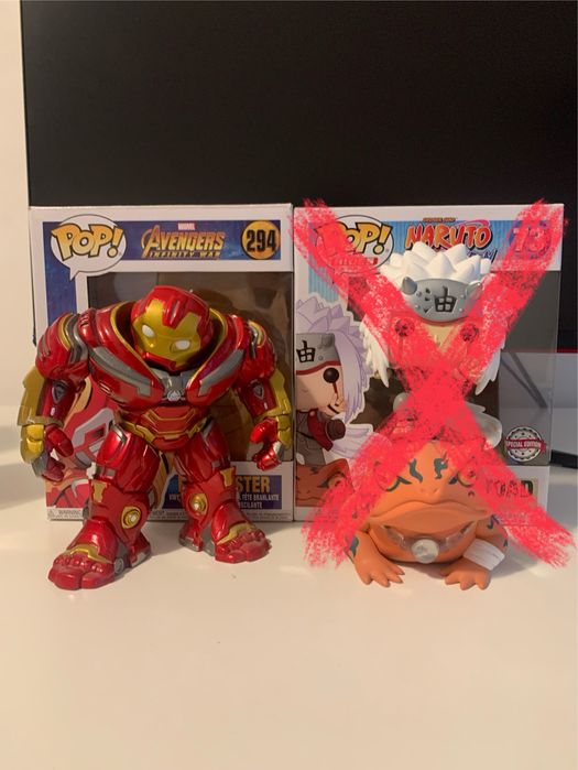 Funko POP’s Hulkbuster dos Avengers e Jiraya on Toad de Naruto