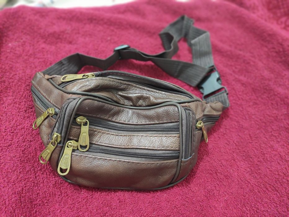 moda masculina bolsa de cintura genuína, bolsa de ombro de grande cap