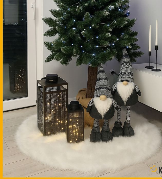 Nowy biały puszysty dywan pod choinkę 120 cm