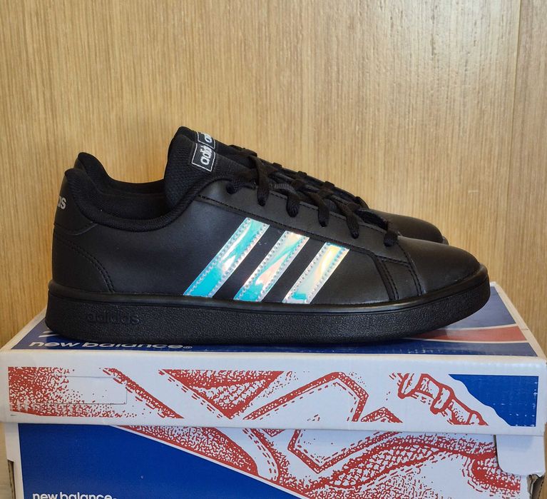 Adidas Grand Court Base 'Black Iridescent' кросівки оригінал р 37 - 38