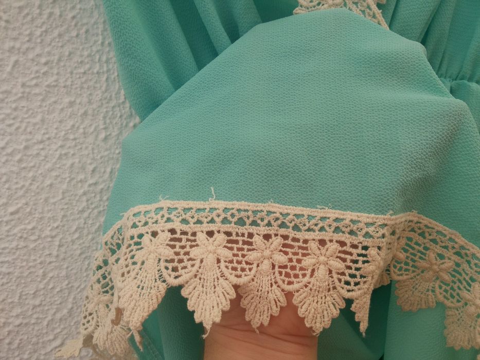 (Portes grátis) Vestido Verde Menta