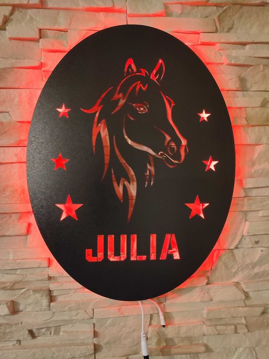 Panel OBRAZ  Lampka Nocna 44cm x 34cm KONIK KOŃ IMIĘ dziecka NA pilota