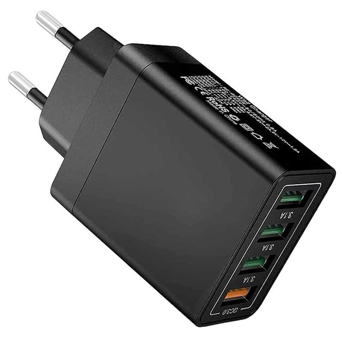 Ładowarka sieciowa szybka 4x usb quick charge 3.0 czarna