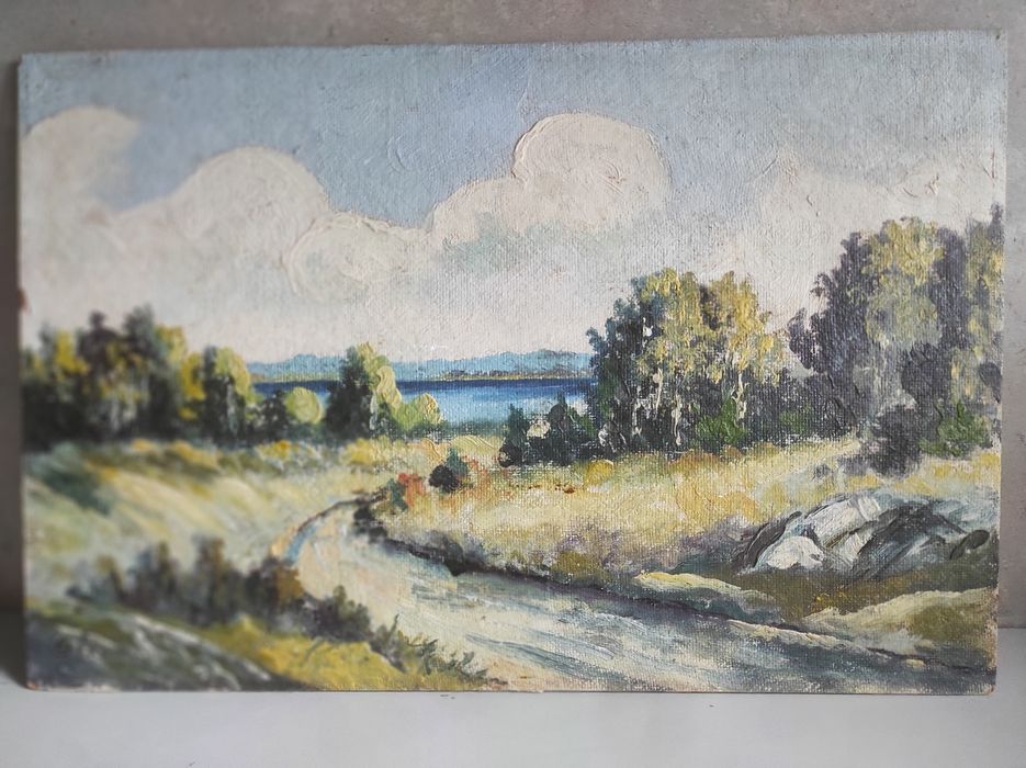 Piękny obraz olejny bez ramy Sygnowany