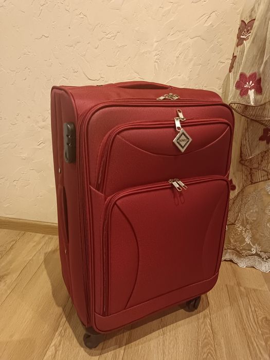 Тканинна валіза/чемодан 4 колеса на підшипниках.Алюм.ручка.64х39х26 см