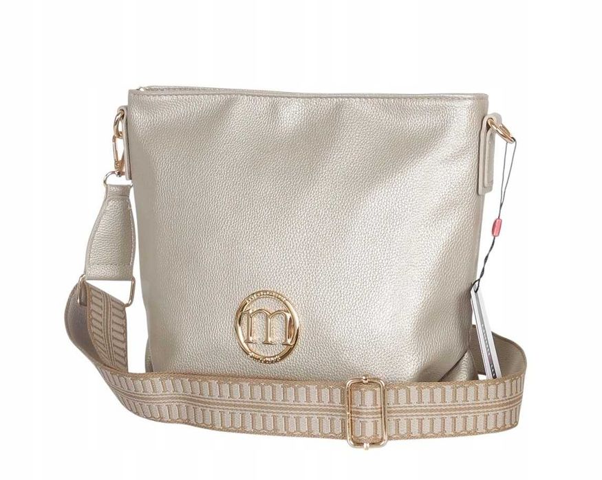 Monnari Torebka damska Listonoszka Na Ramię Logowany Pasek Złota