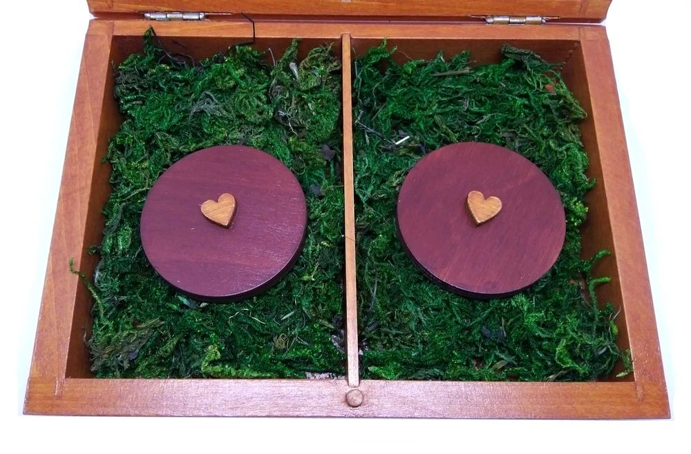 Pudełko szkatułka na obrączki ślubna handmade drewno