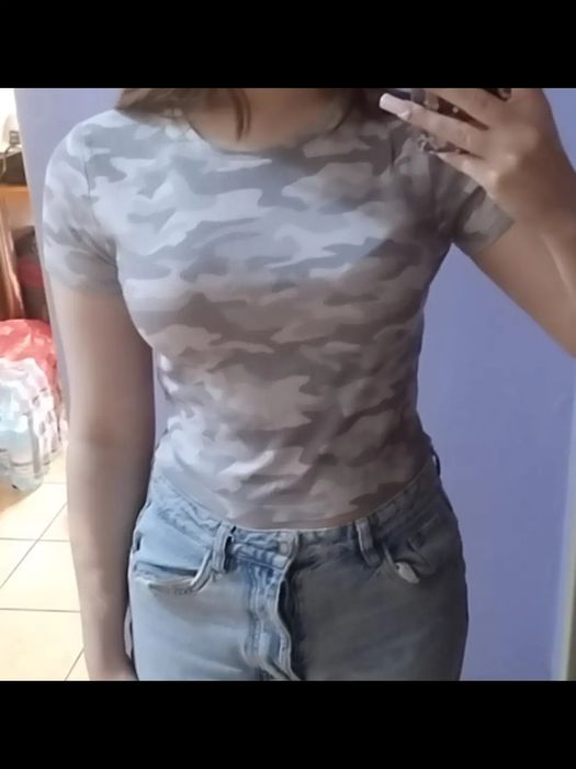 Koszulka szare moro crop top