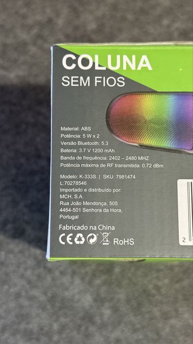 Coluna Bluetooth Led