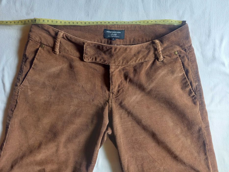 Reporter spodenki szorty damskie miękki sztruks M brąz beż bawełna