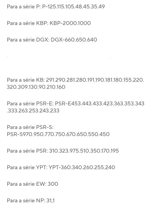 Suporte, estante porta-pautas musicais para Yamaha P-35, P-45 a P-125,