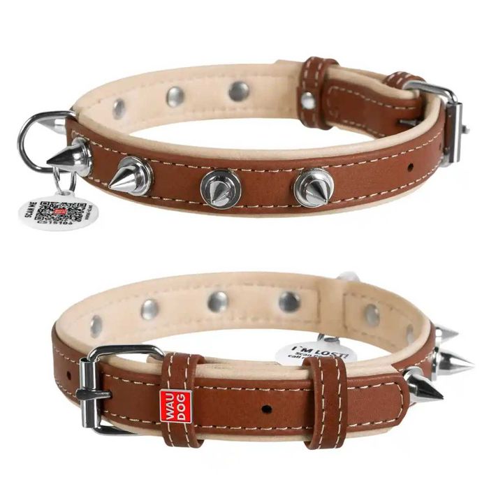 Coleiras Soft Leather WAUDOG - Simples, Picos e Bolas