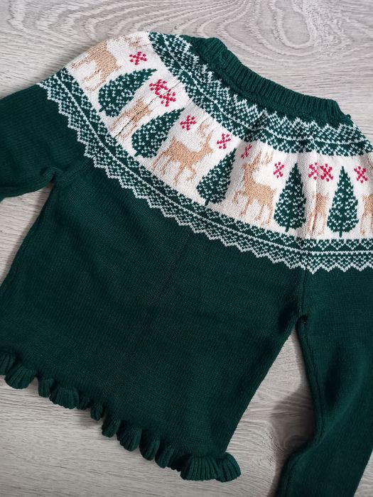 Зимовий теплий новорічний светр на дівчинку 5-6 років