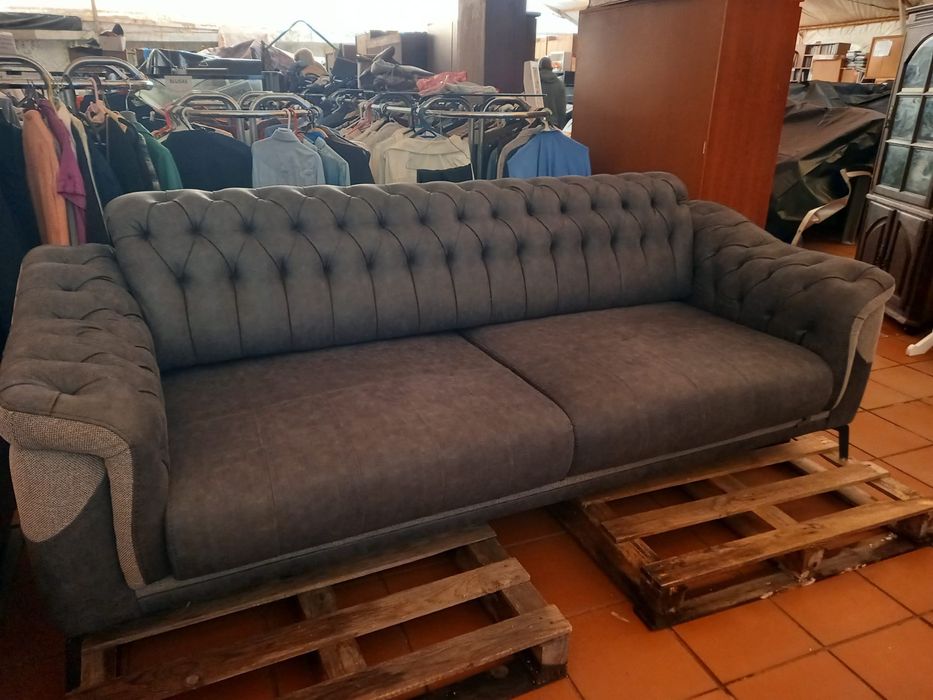 SOFA CAMA TECIDO CINZA