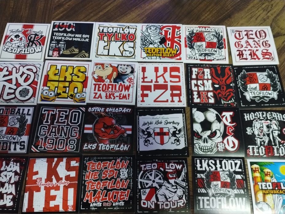 Vlepki ŁKS Łódź 48 sztuk każda inna Teofilów Zgody