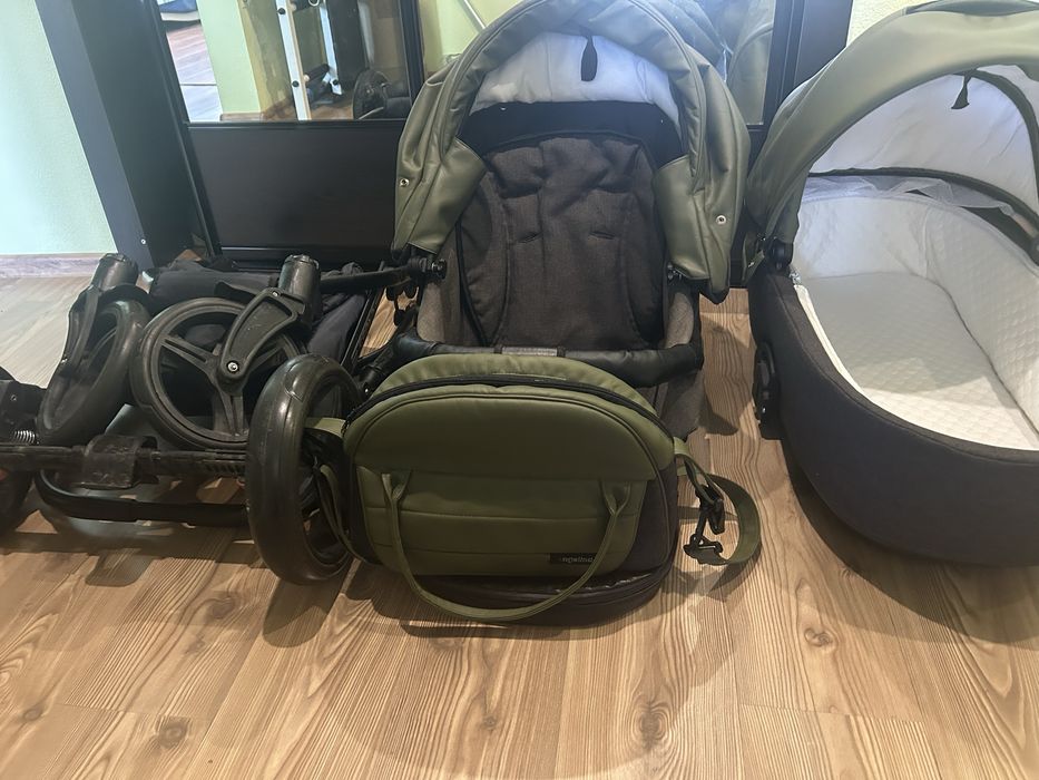 Дитяча коляска 2 в 1 Angelina Cross Space оливкова color 47 майже нова