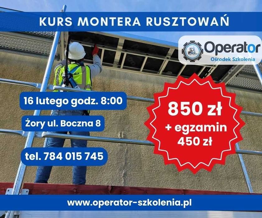 Kurs na rusztowania, kurs wózki widłowe, podesty, suwnice, hds, sep.
