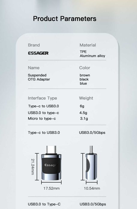 Adapter USB przejściówka 3 rodzaje