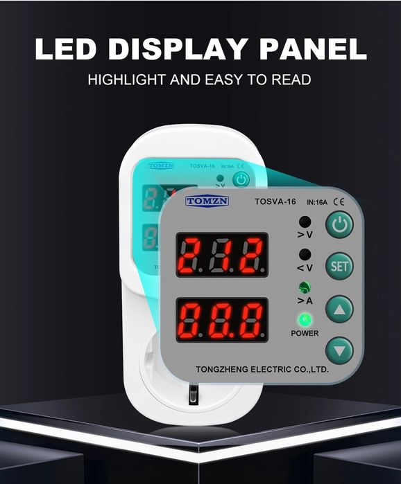 Реле напруги TOMZN TOSVA-16 EU Plug 16A для розетки