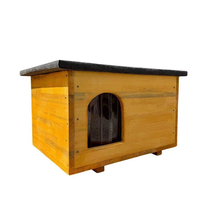 Дерев'яна будка для собаки з відкривним дахом жовта