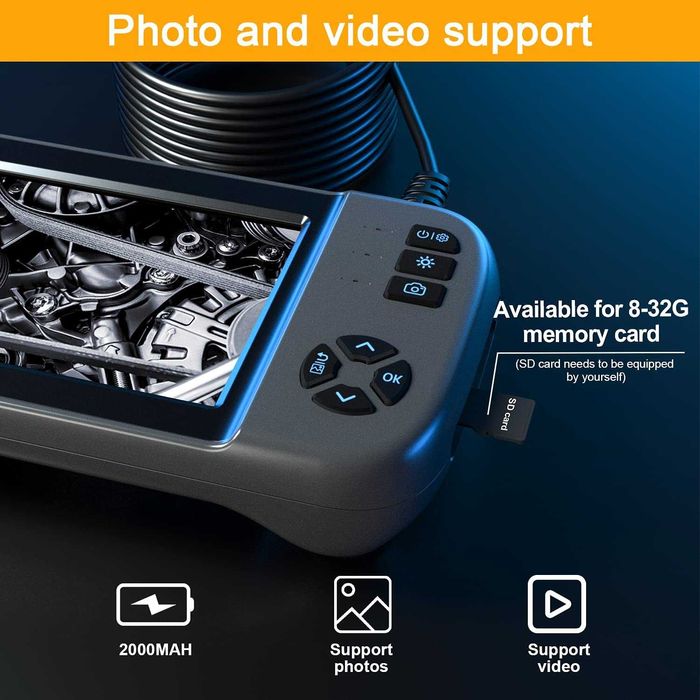 Endoscópio industrial, câmara de inspeção automóvel 1080p HD, novo